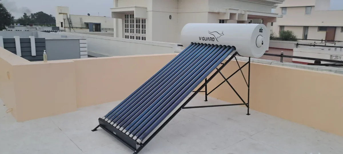 V-Guard 150L solar water heater installed Coimbatore