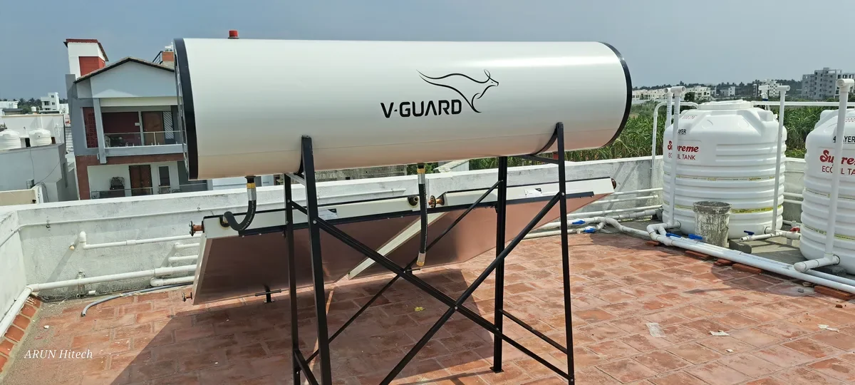 V-Guard 200L FPC PR-GL solar water heater Coimbatore Arun Hitech