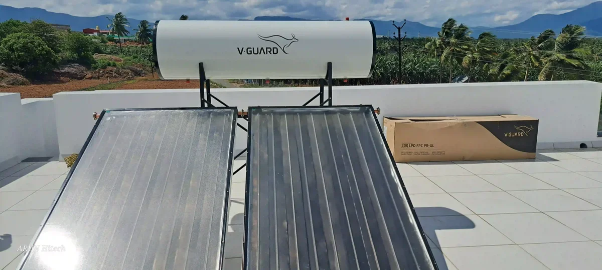 V-Guard solar water heater installation Mettupalayam Tamil Nadu by Arun Hitech