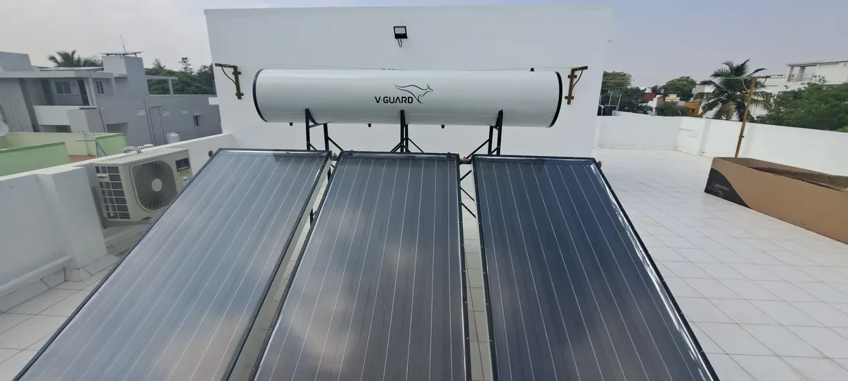 V-Guard 300 LPD FPC PR-GL solar water heater Tamil Nadu Arun Hitech