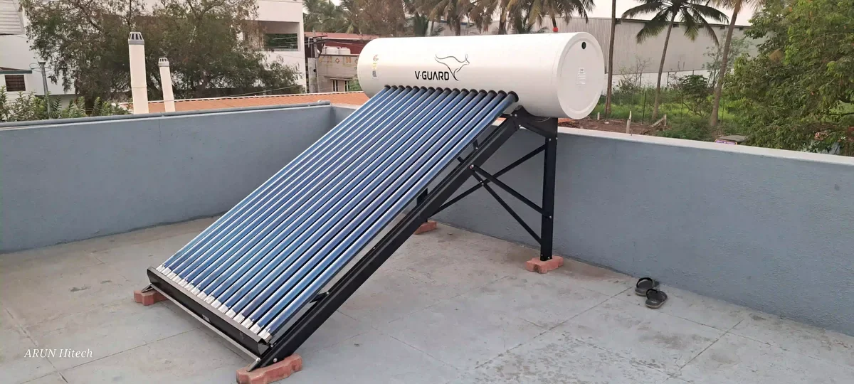 V-Guard solar water heater installation Belladhi Coimbatore by Arun Hitech
