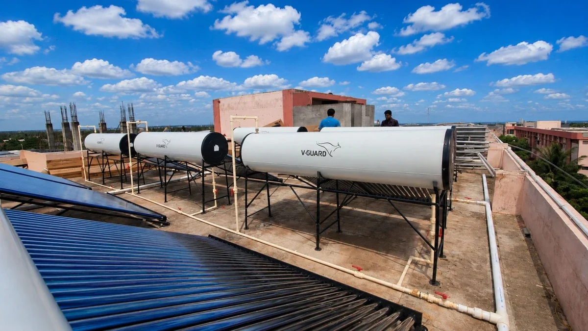 Hotel 500 liter solar water heater Coimbatore Tamil Nadu — Arun Hitech dealer