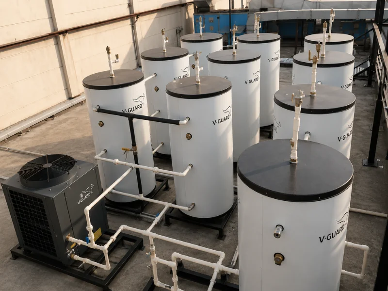 V-Guard hotel heat pump water heater installation Coimbatore Tamil Nadu — Arun Hitech