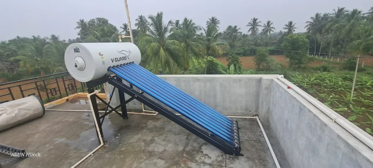 V-Guard solar water heater installation Nanjundapuram Tamil Nadu by Arun Hitech