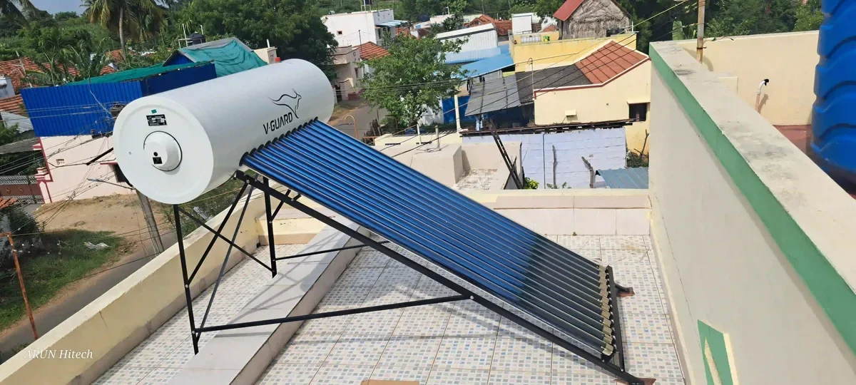 V-Guard solar water heater installation Pollachi Tamil Nadu by Arun Hitech