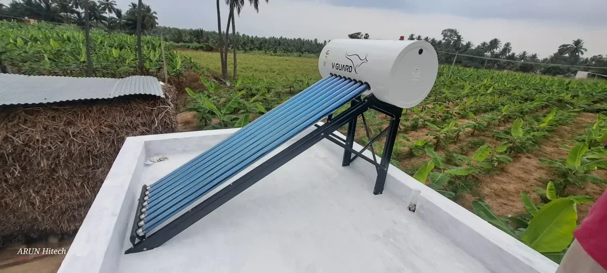 V-Guard solar water heater installation Puliyampatti Coimbatore by Arun Hitech