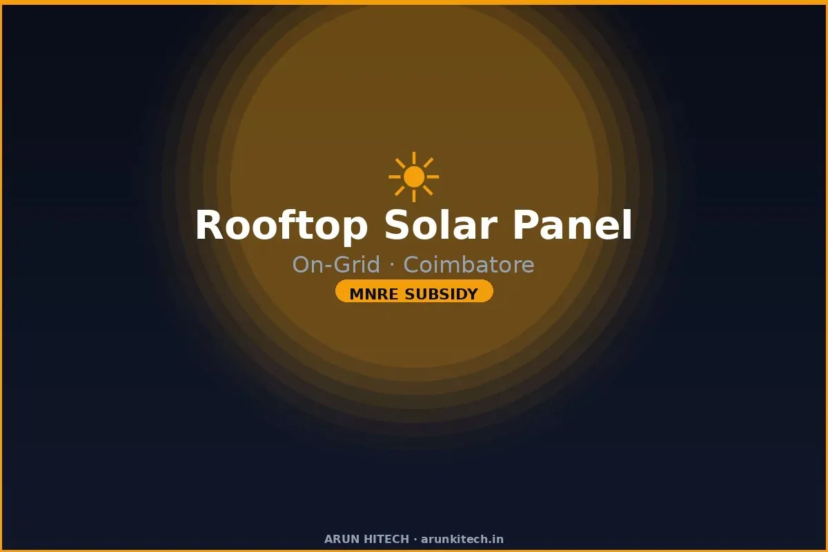 Rooftop solar panel installation Ooty Nilgiris — Arun Hitech authorized solar dealer Tamil Nadu