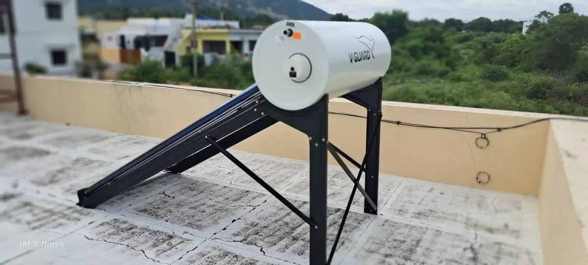 V-Guard solar water heater installation Sulur Coimbatore by Arun Hitech
