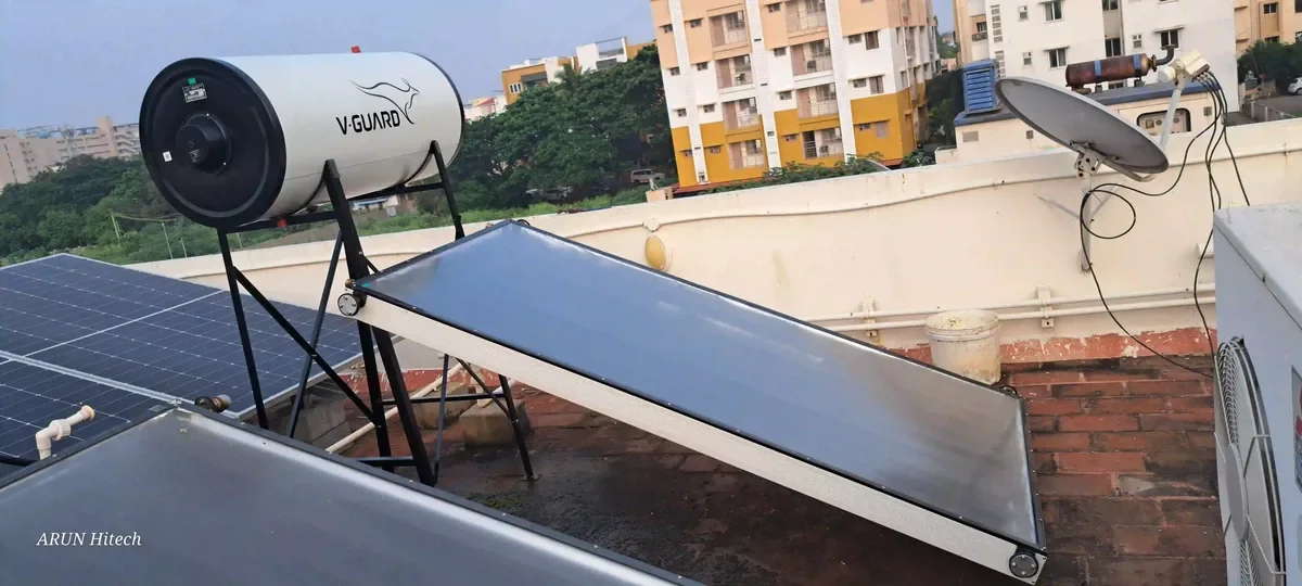 V-Guard solar water heater installation Sulur Coimbatore by Arun Hitech