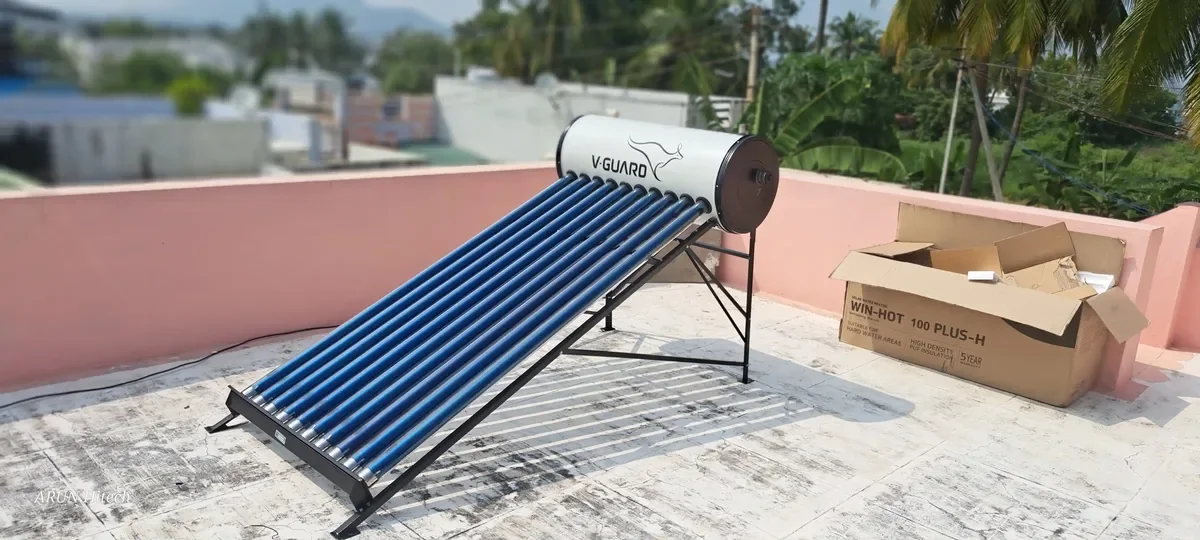V-Guard solar water heater installation Sulur Coimbatore by Arun Hitech