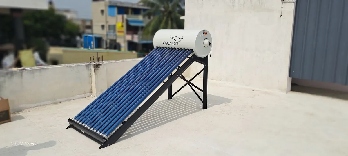 V-Guard 100L solar heater Tiruppur rooftop installation