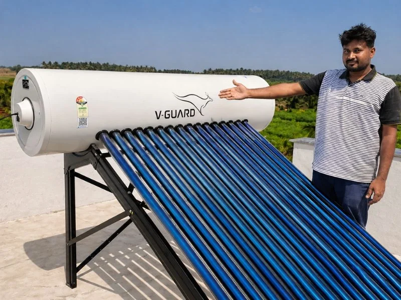 V-Guard solar water heater installation Karur Tamil Nadu by Arun Hitech