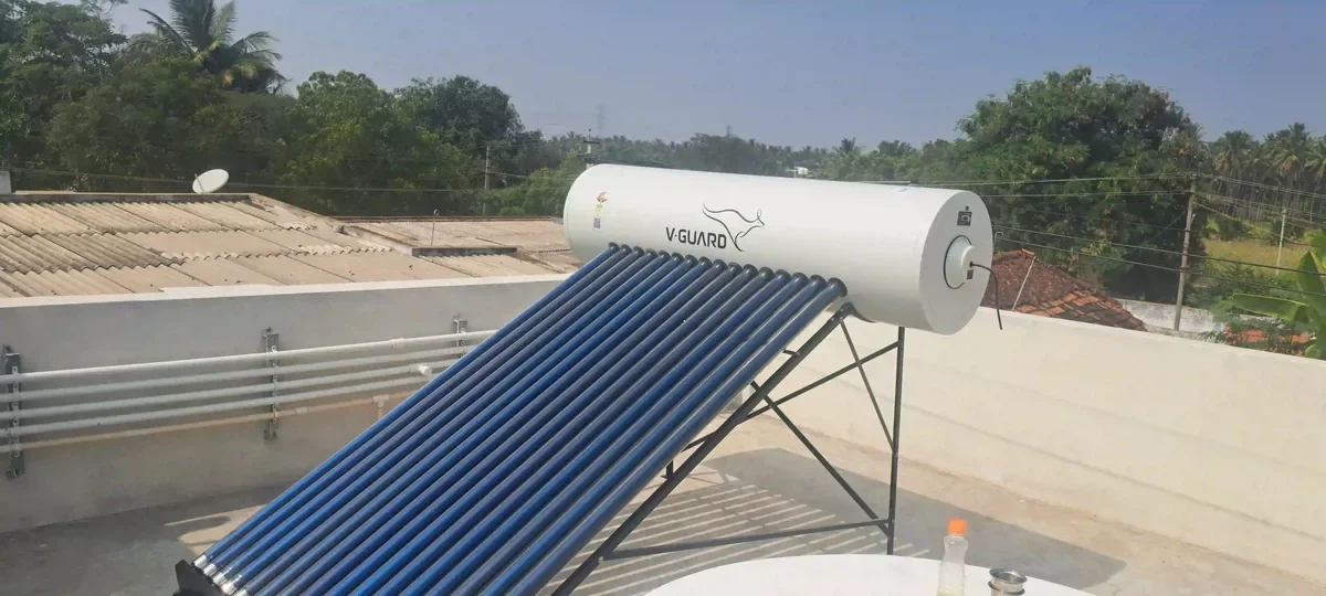 V-Guard solar water heater installation Veerapandi Coimbatore by Arun Hitech