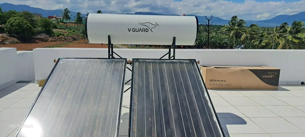 V-Guard 200L FPC solar water heater Mettupalayam Coimbatore — Arun Hitech
