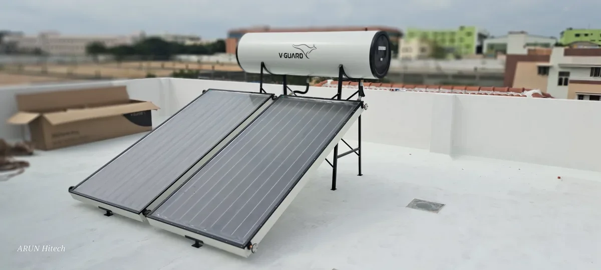 V-Guard 200L FPC solar water heater Tiruppur Tamil Nadu — Arun Hitech dealer